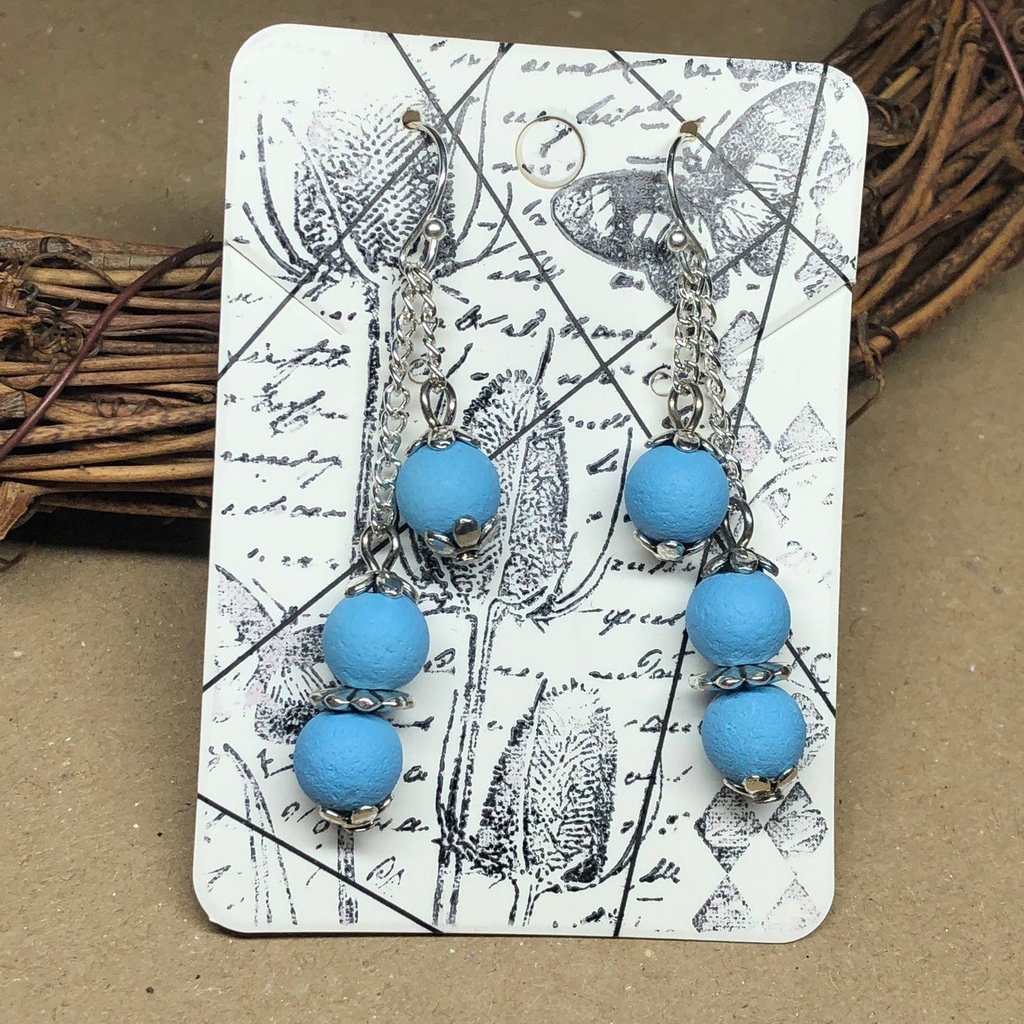 Sky blue lava stone earrings