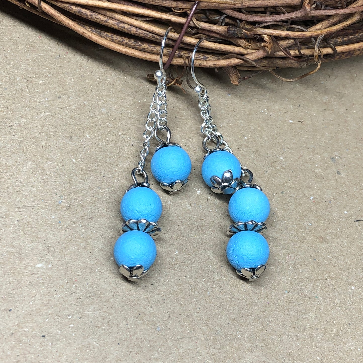 Sky blue lava stone earrings