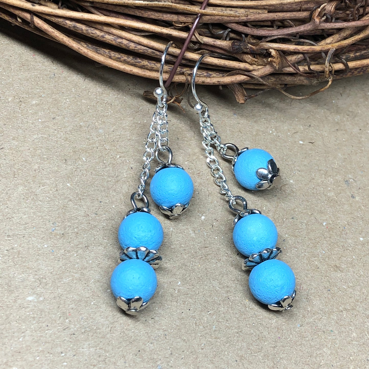 Sky blue lava stone earrings