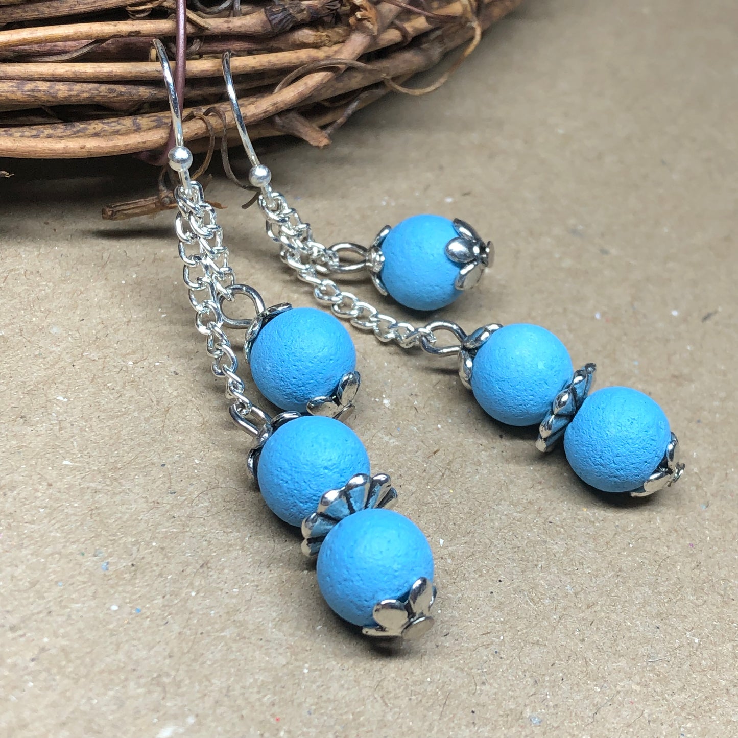 Sky blue lava stone earrings