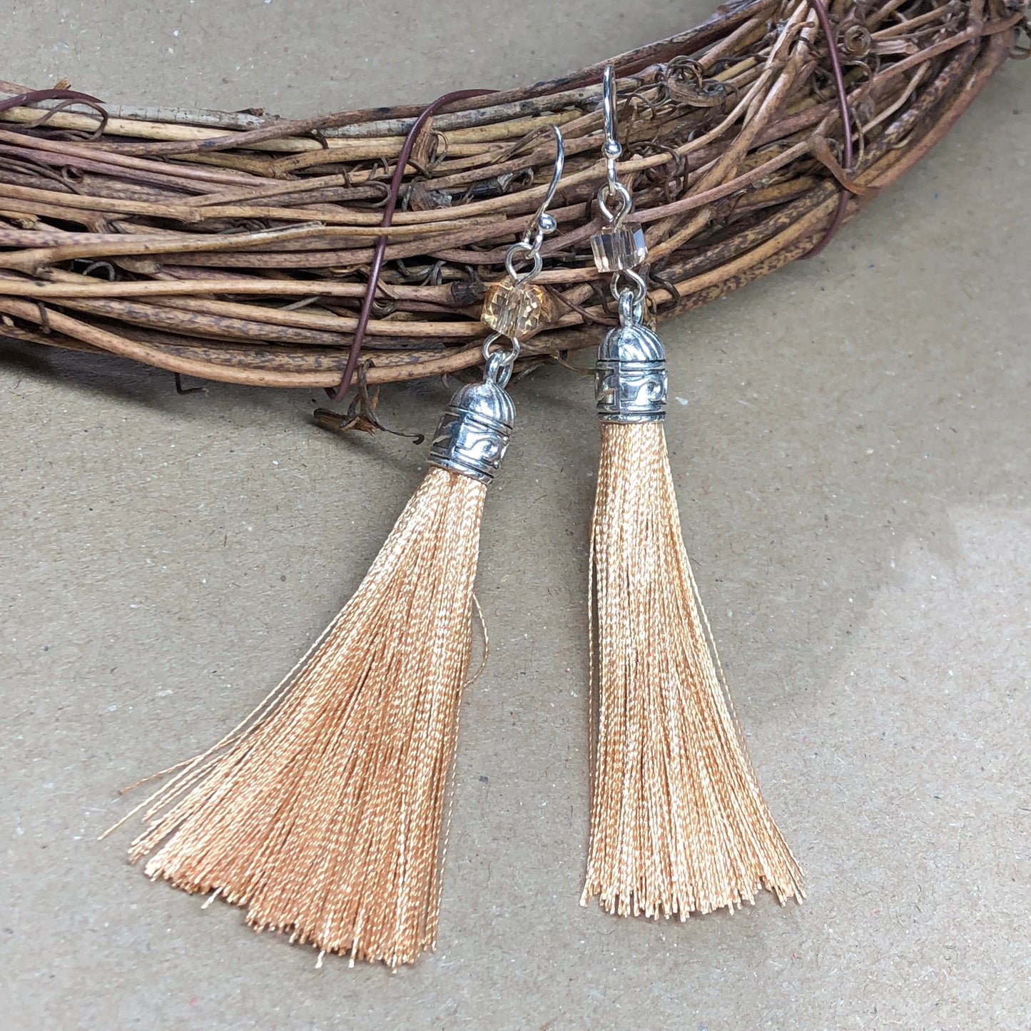 Fawn tassel earrings with crystal cubes