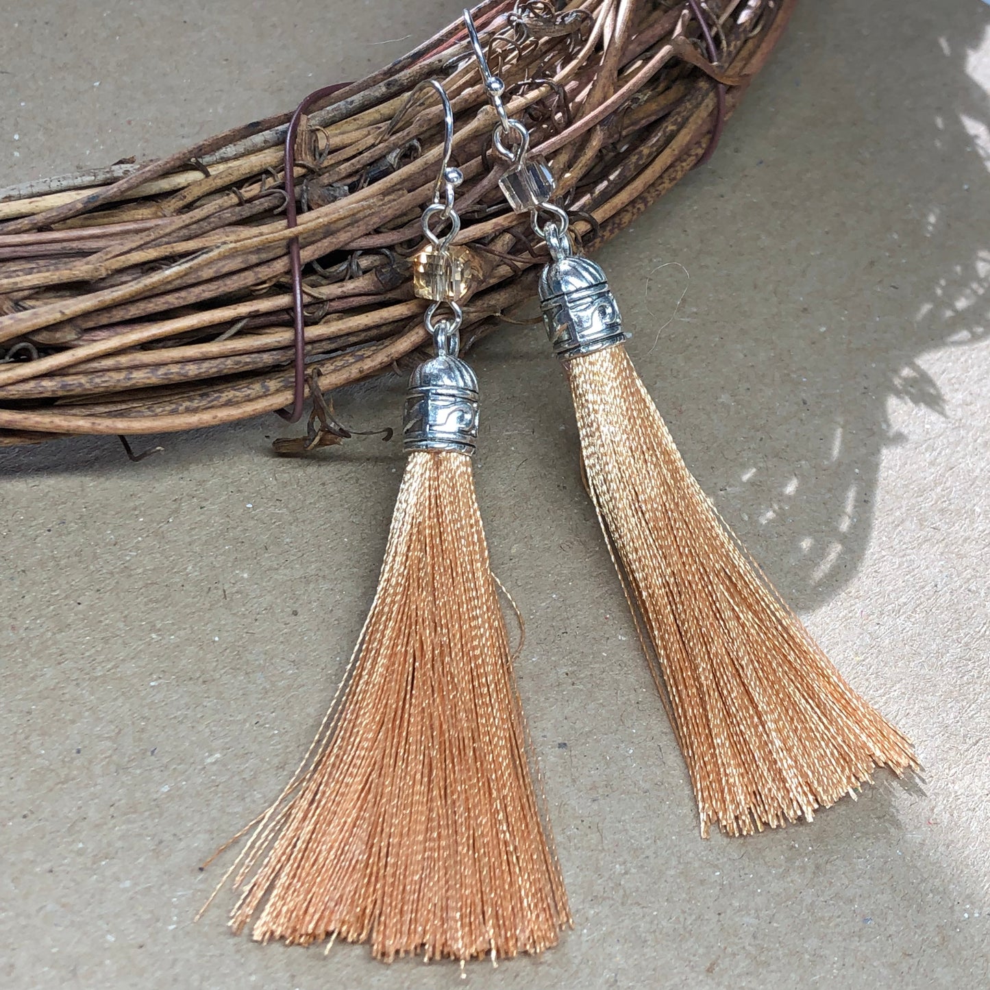 Fawn tassel earrings with crystal cubes