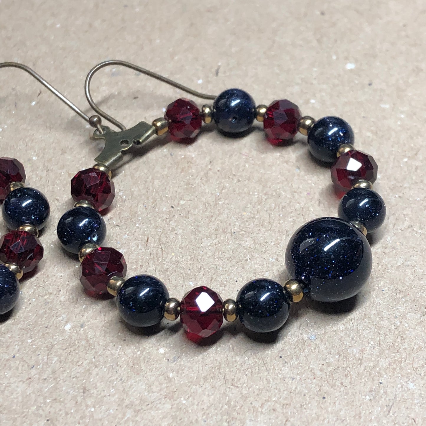 Handmade Goldstone hoop earrings