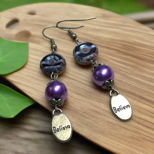 Eurydice - Purple glass believe earrings