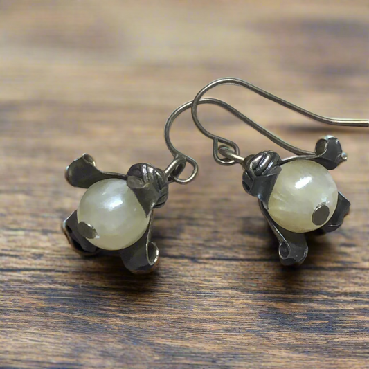 Adelaide - Yellow Jade flower earrings