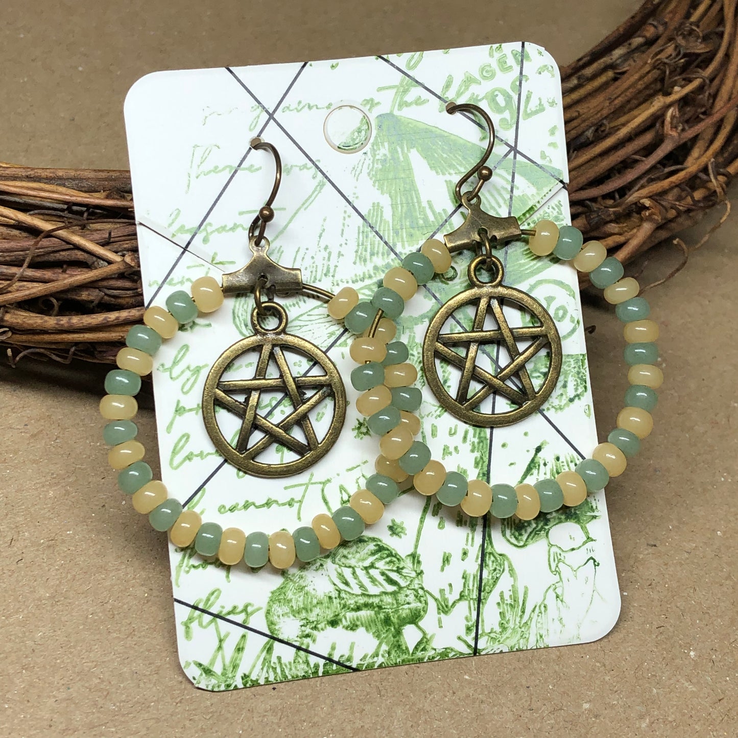 Pentagram beaded earrings