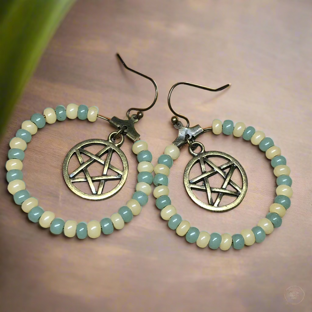 Pentagram beaded earrings