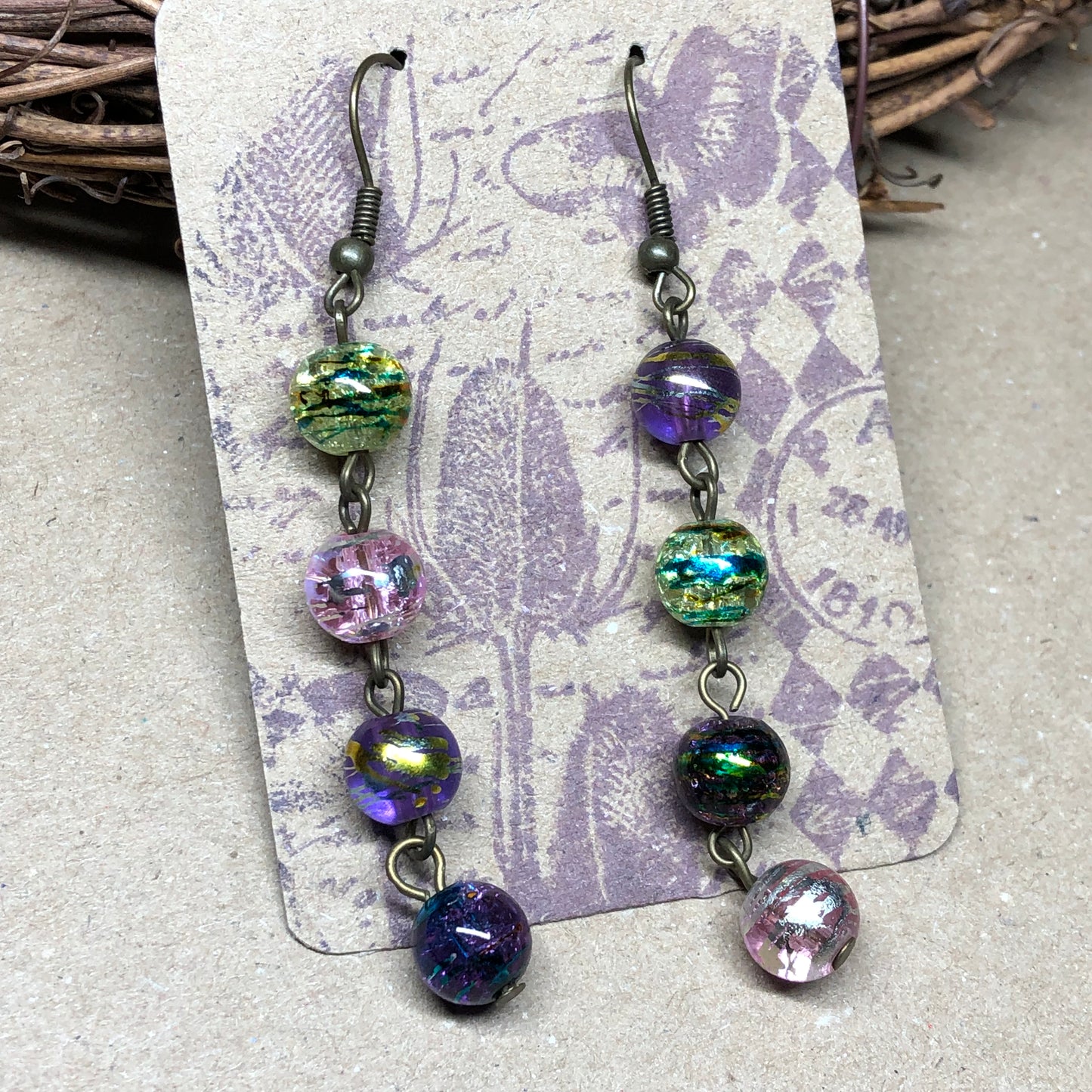 Mismatched crackle glass earrings