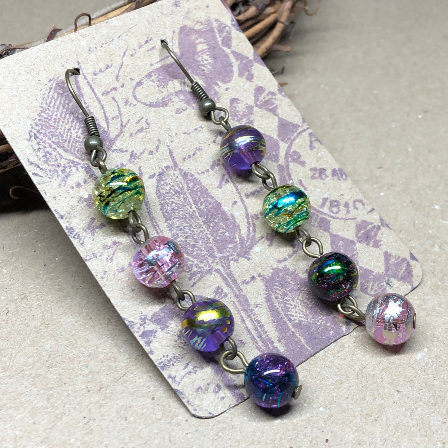 Mismatched crackle glass earrings