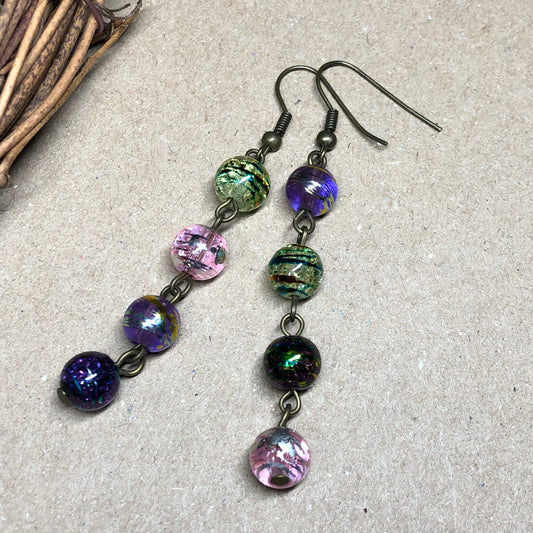 Mismatched crackle glass earrings