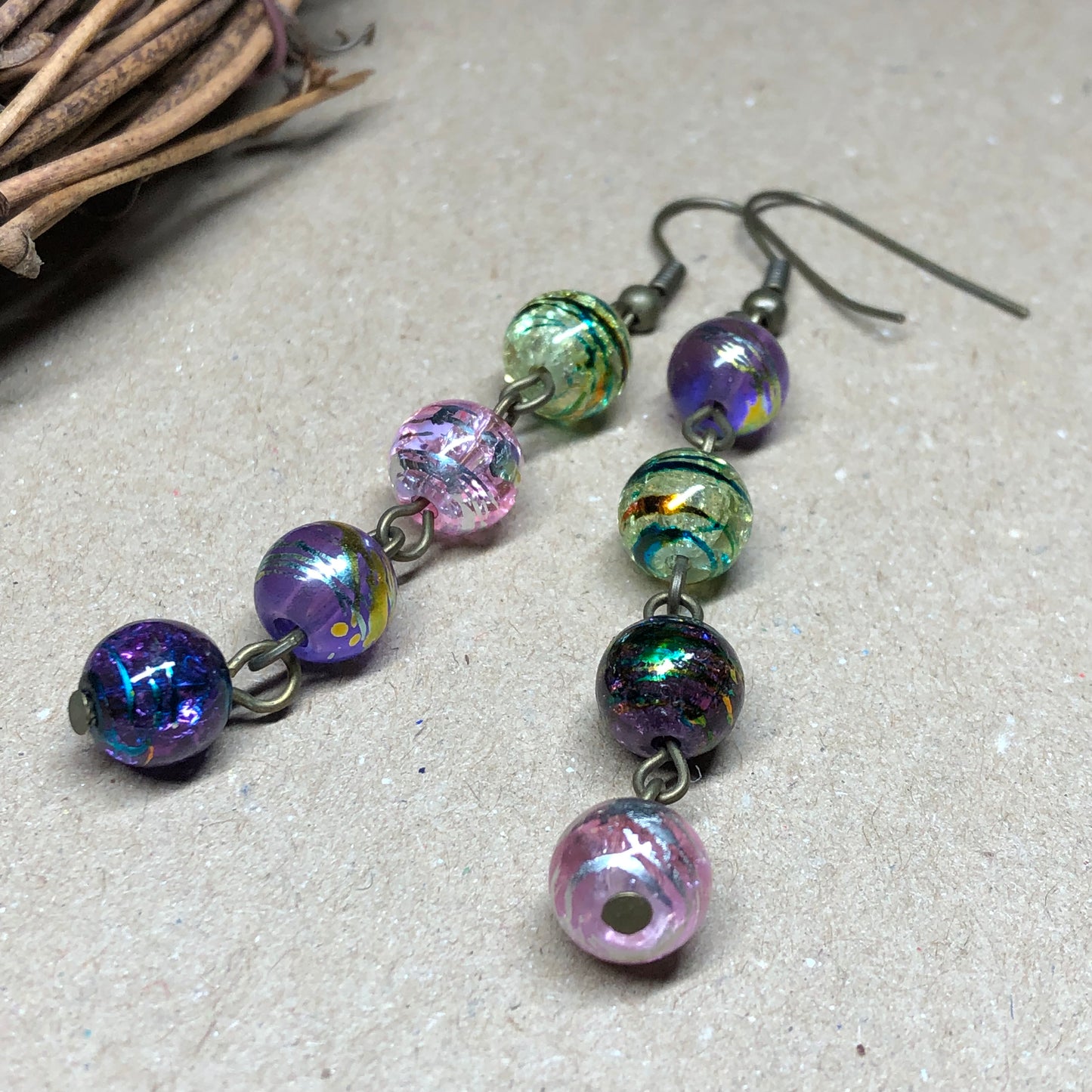 Mismatched crackle glass earrings