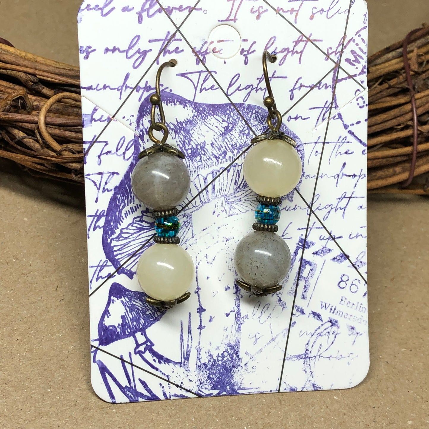 Yellow Jade and Labradorite earrings