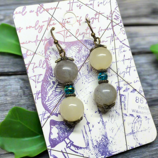 Caoimhe - Yellow Jade and Labradorite earrings