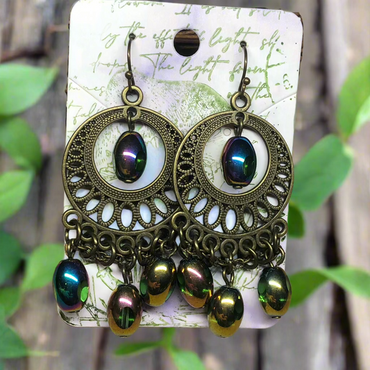 Tuppence - Rainbow mirror glass chandelier earrings