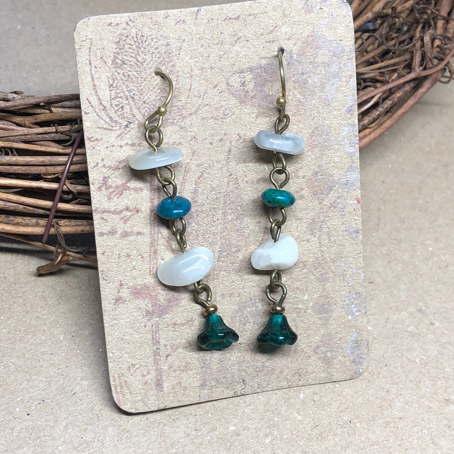 Chrysocola and Moonstone chip earrings