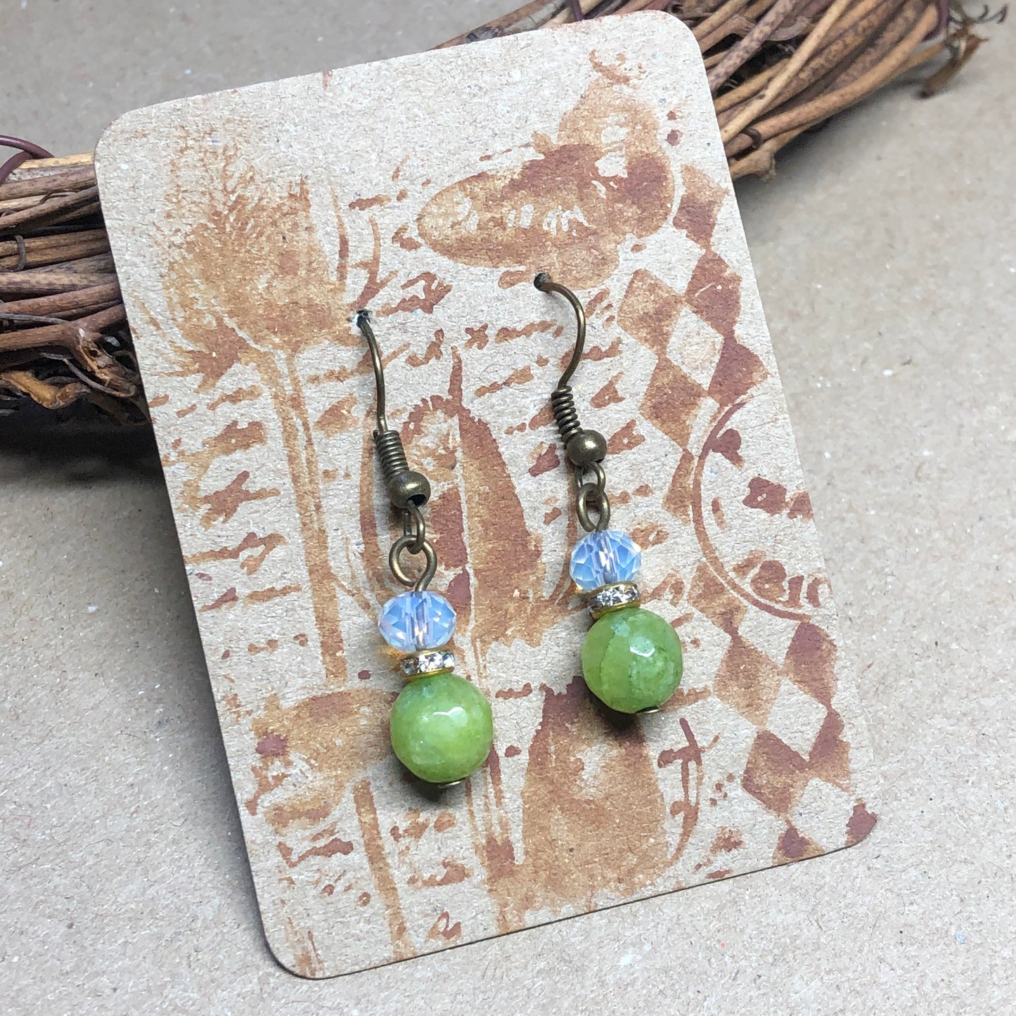 Peridot and Opalite earrings