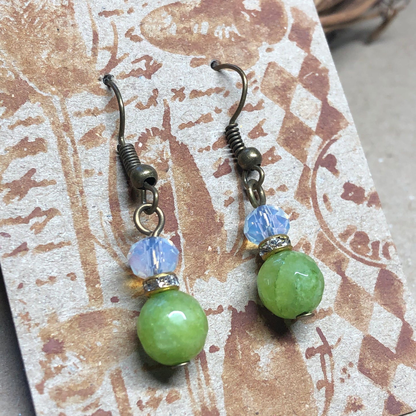 Peridot and Opalite earrings