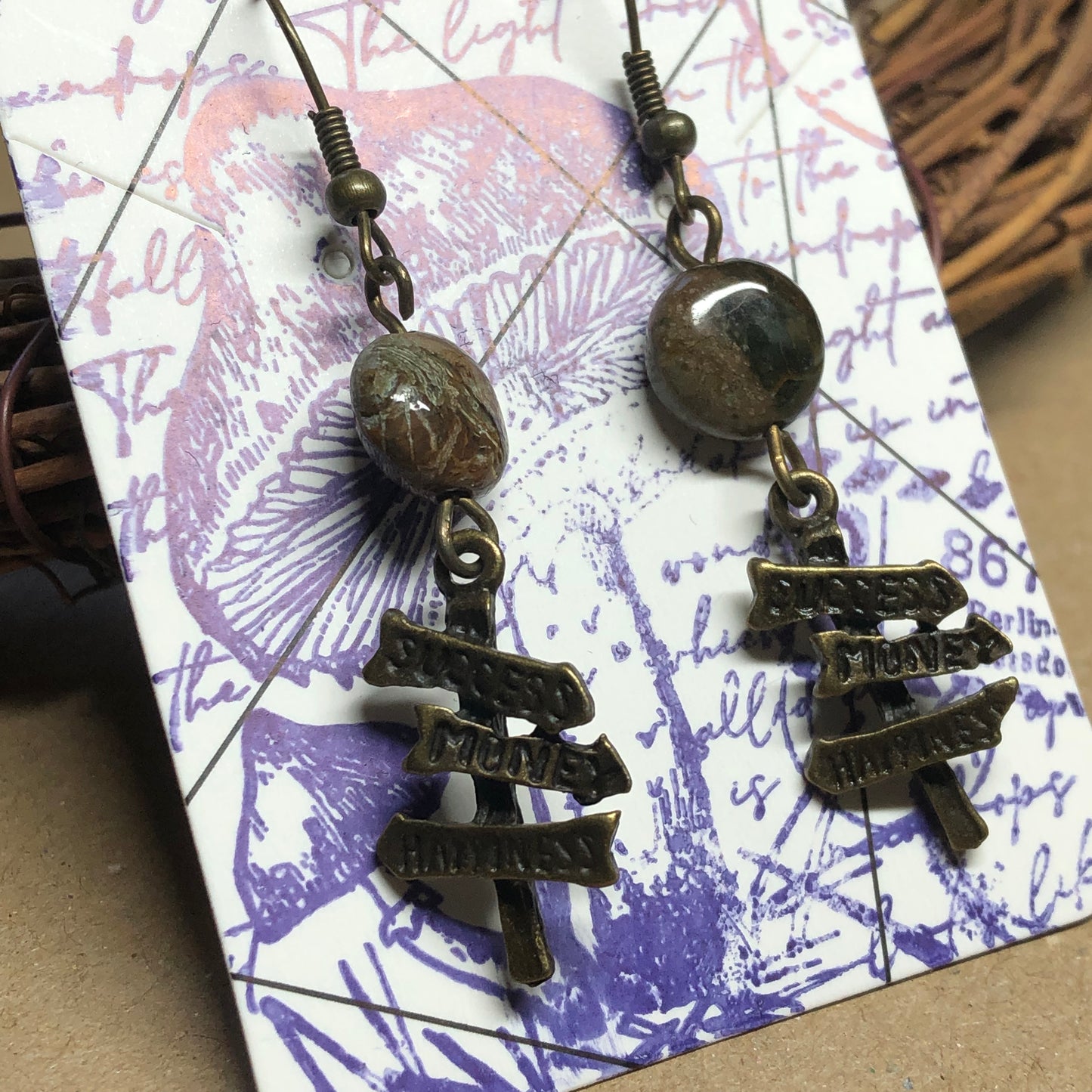 Signpost charm earrings