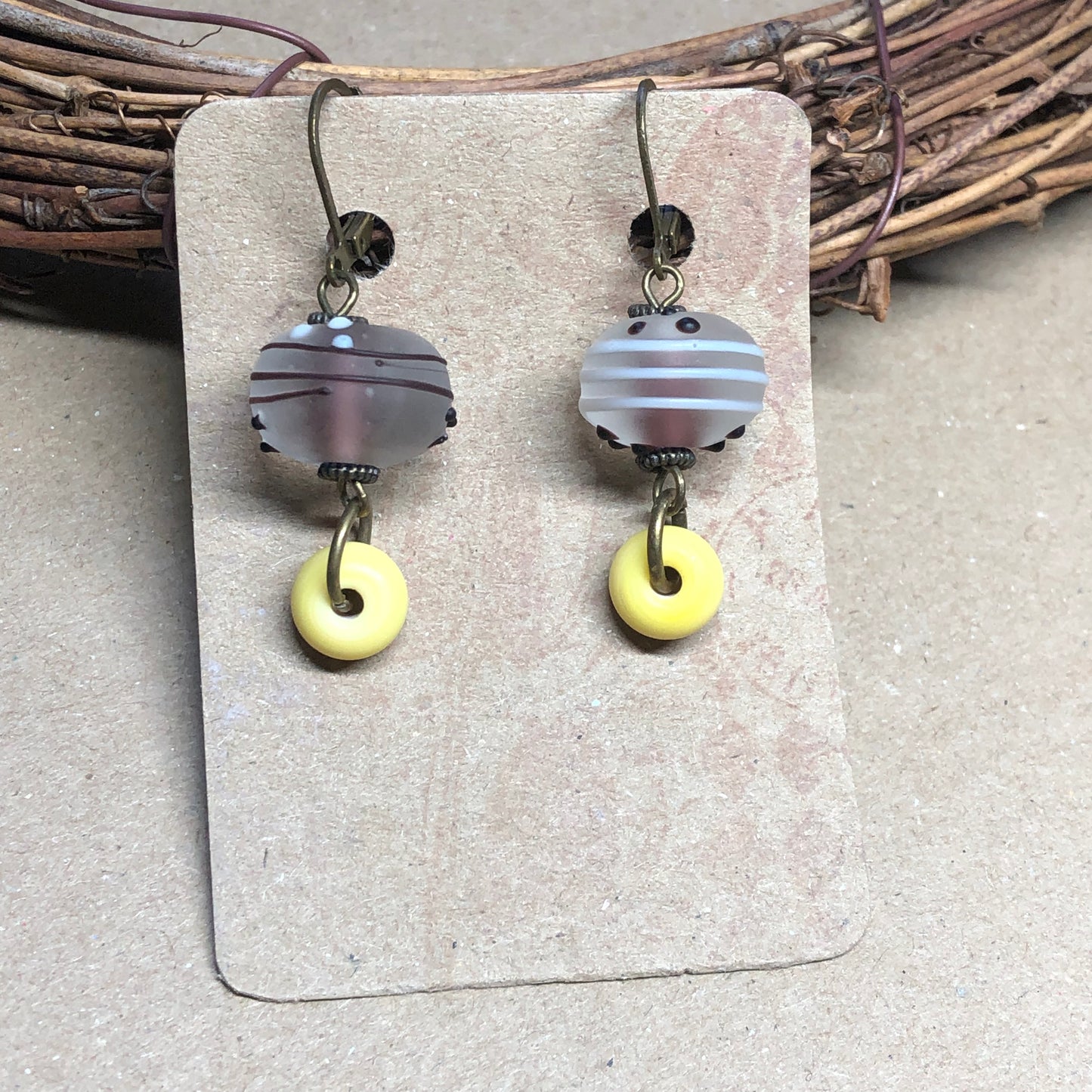 Zesty lemon yellow glass bead earrings