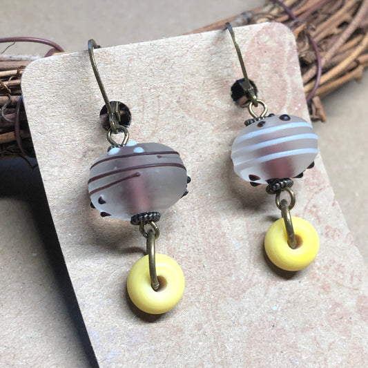 Zesty lemon yellow glass bead earrings