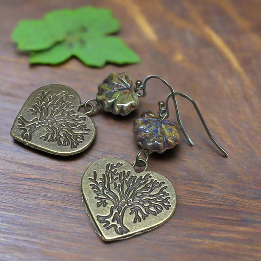 Juliette - Tree of life glass leaf earrings