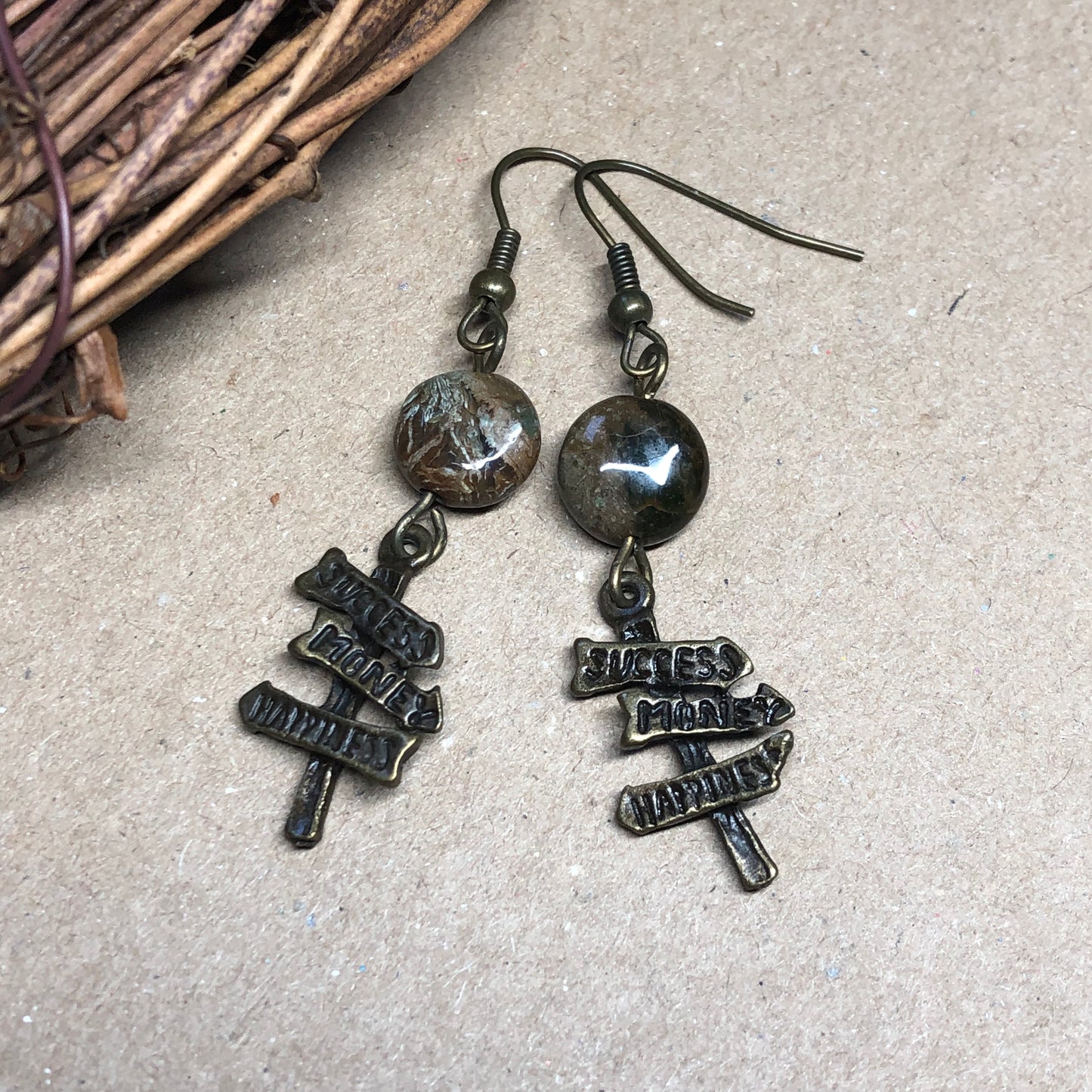 Signpost charm earrings