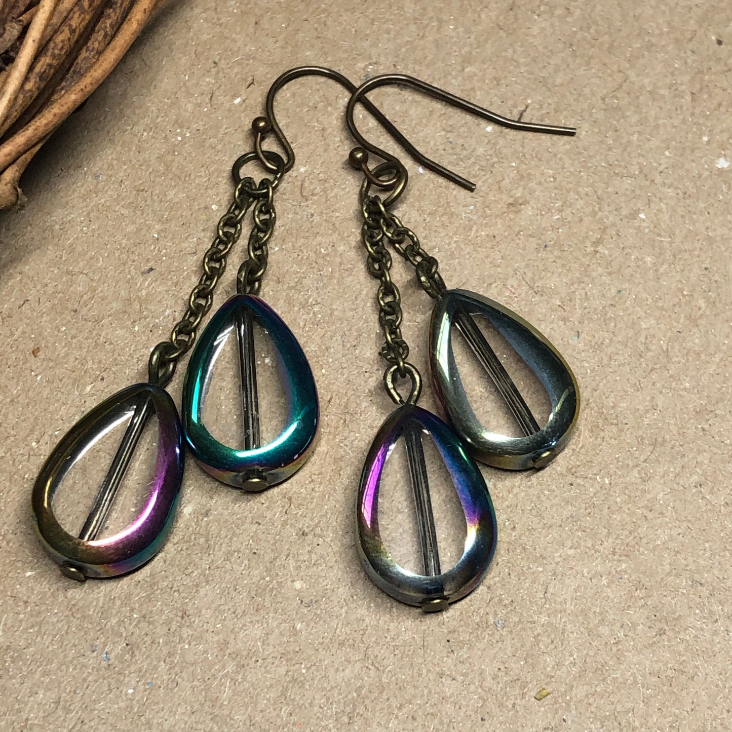 Rainbow mirror teardrop earrings