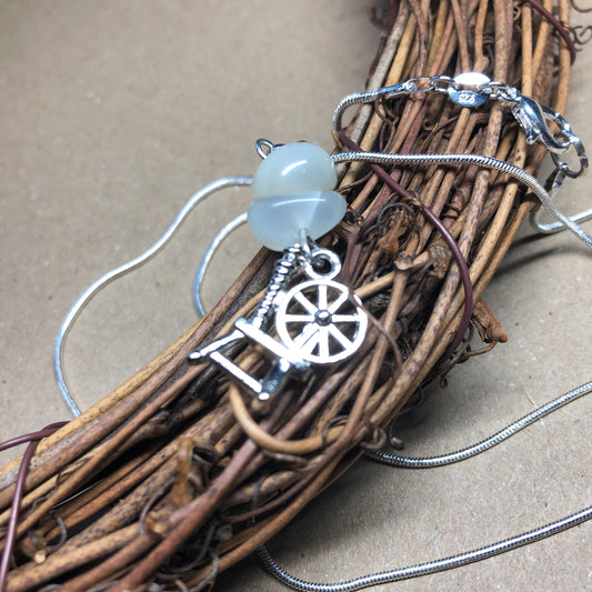 Spinning wheel and Moonstone silver necklace