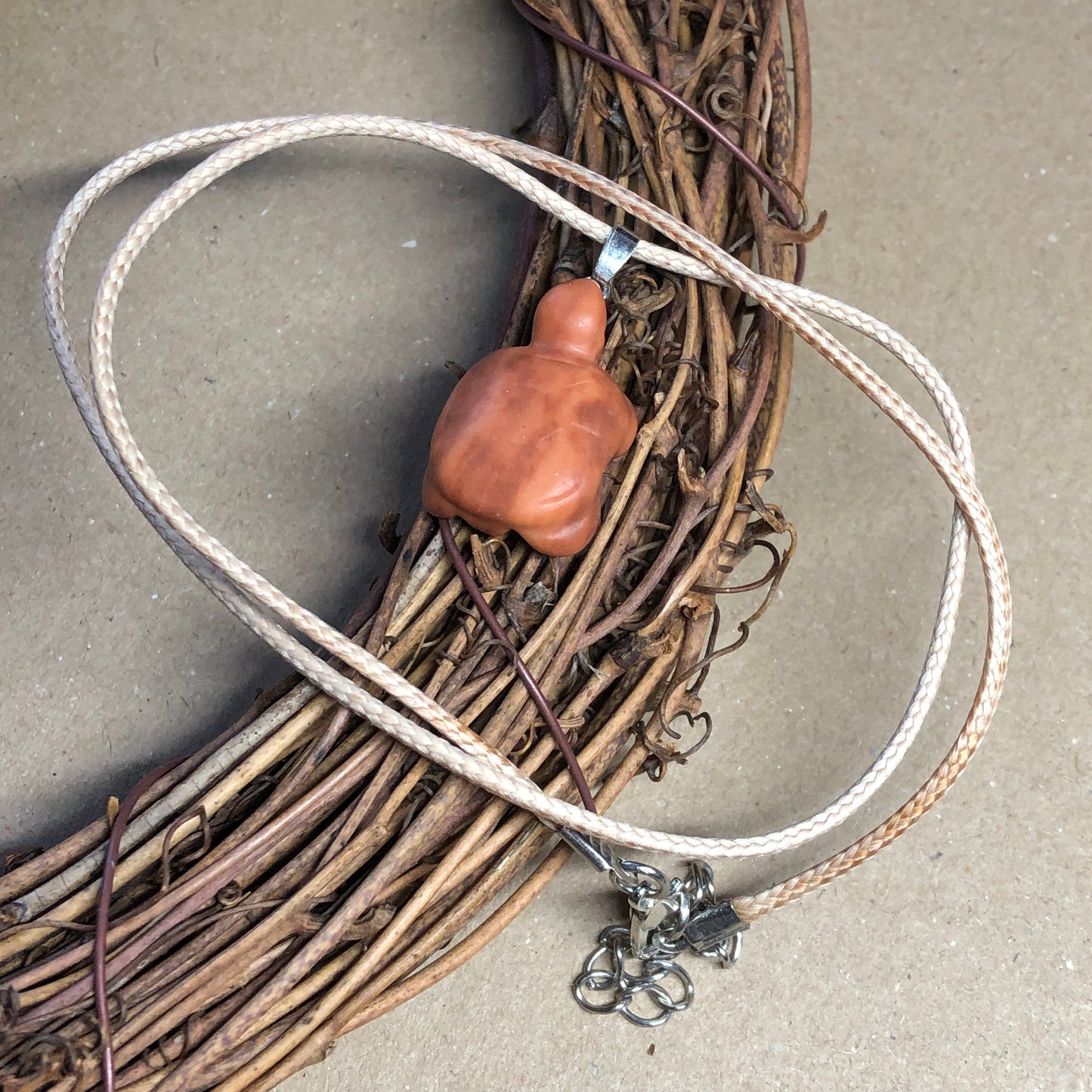 Cream cord choker with Mookaite turtle