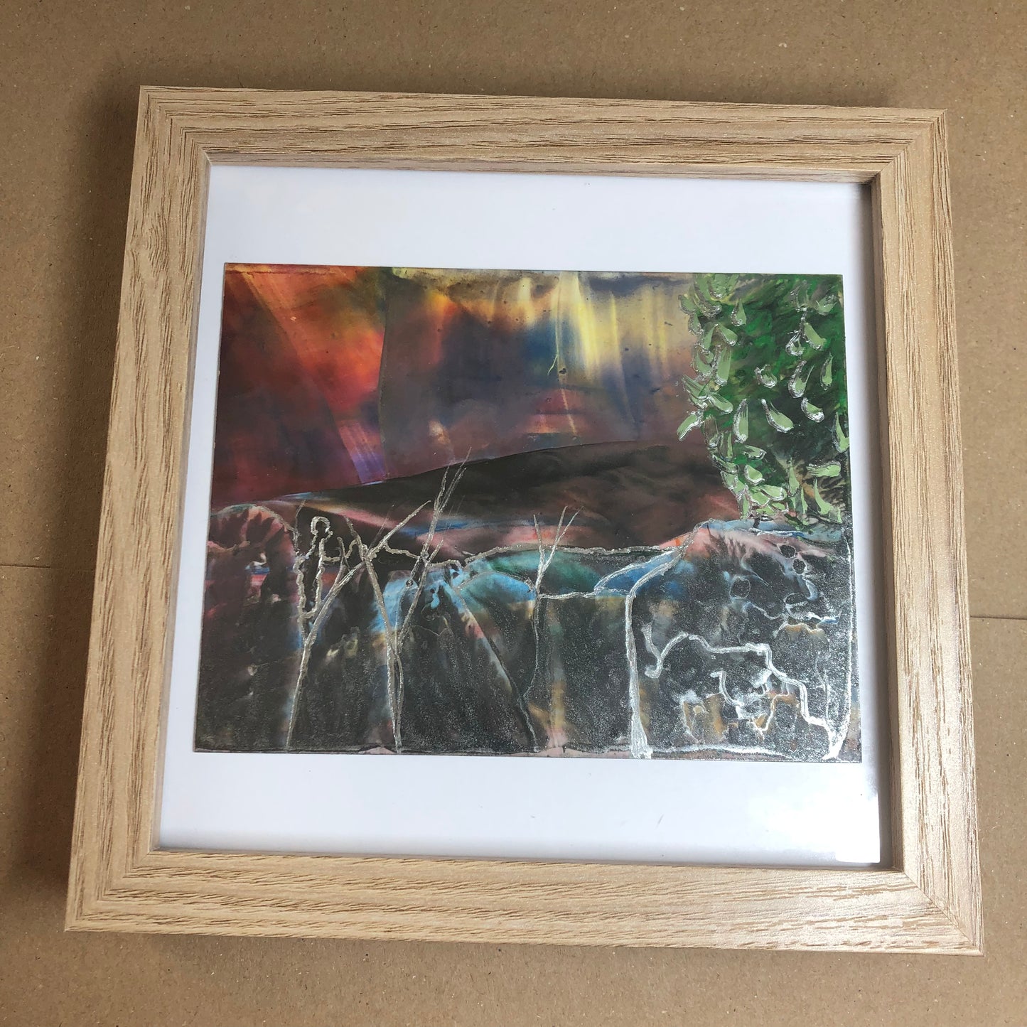 Encaustic fantasy landscape framed art