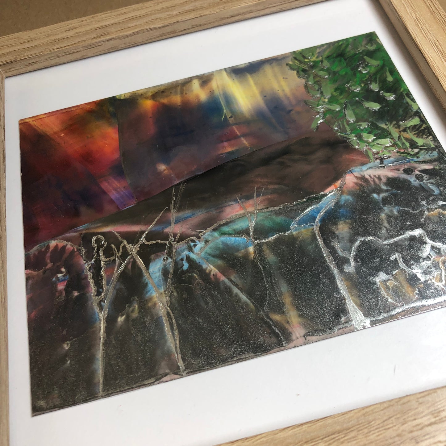 Encaustic fantasy landscape framed art