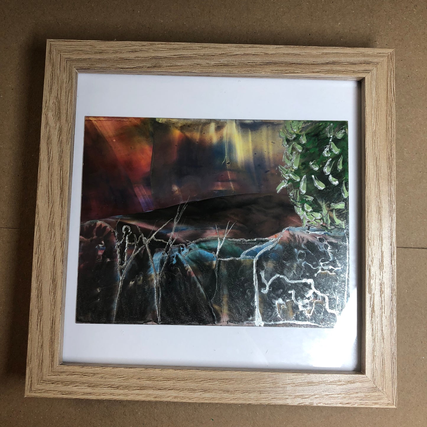 Encaustic fantasy landscape framed art