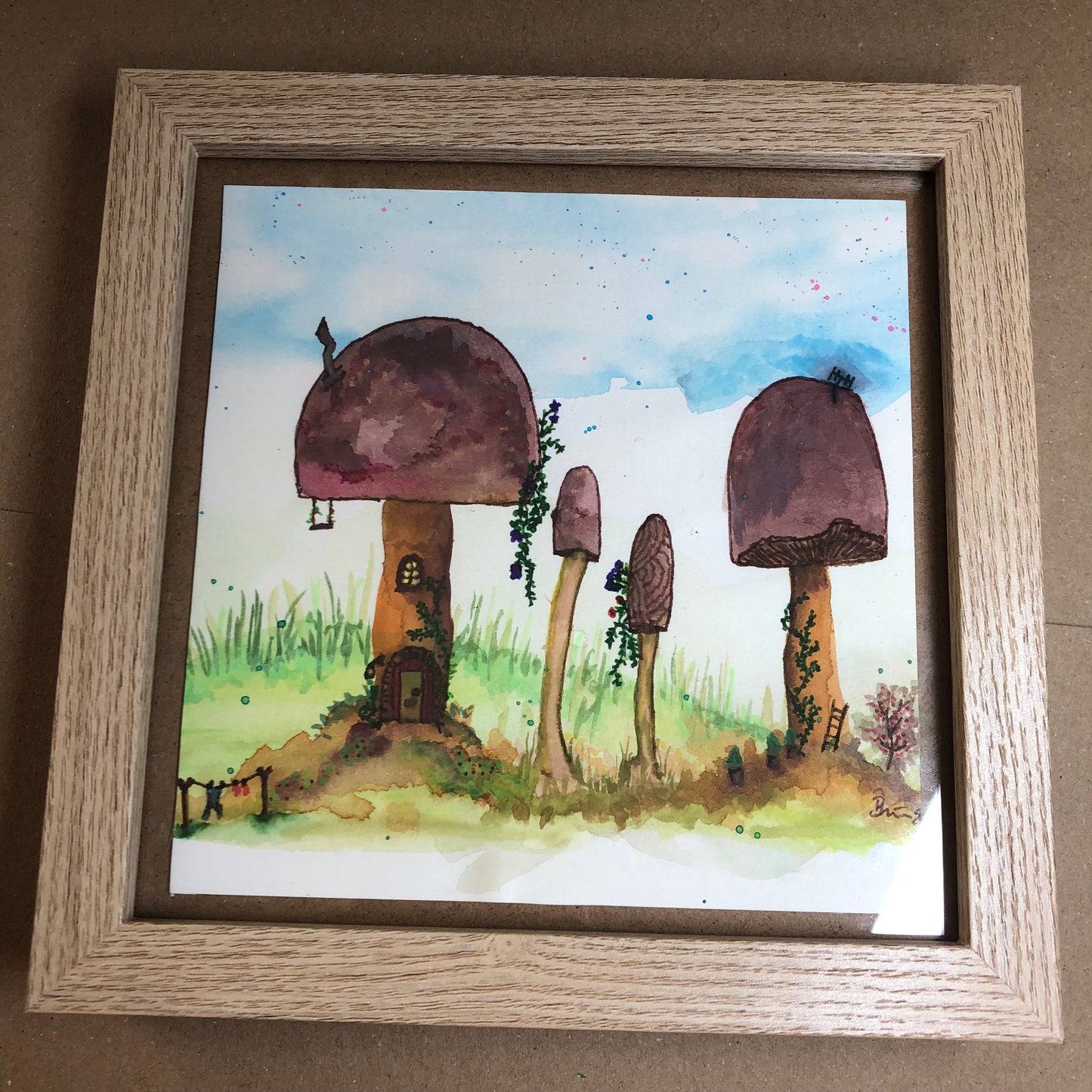 Mushroom village framed art