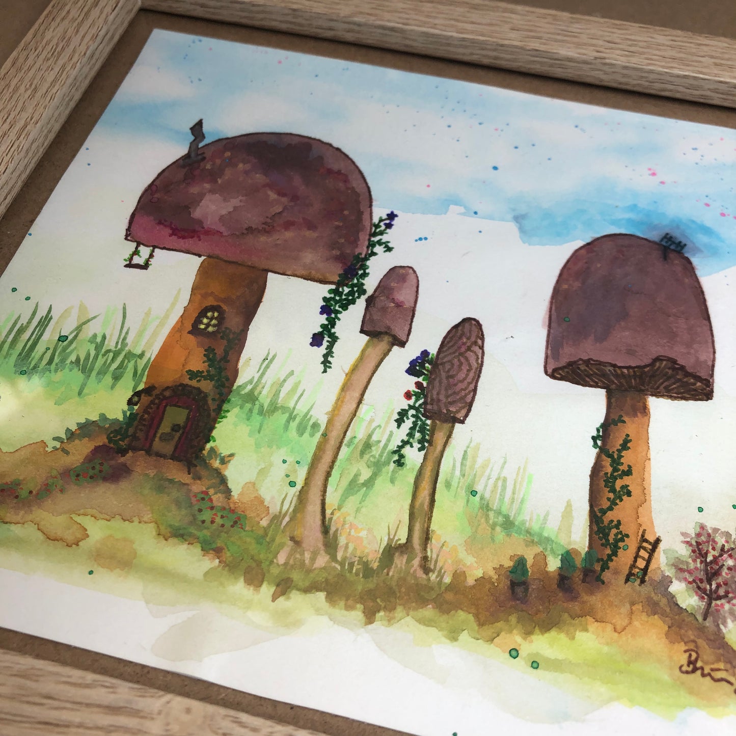 Mushroom village framed art