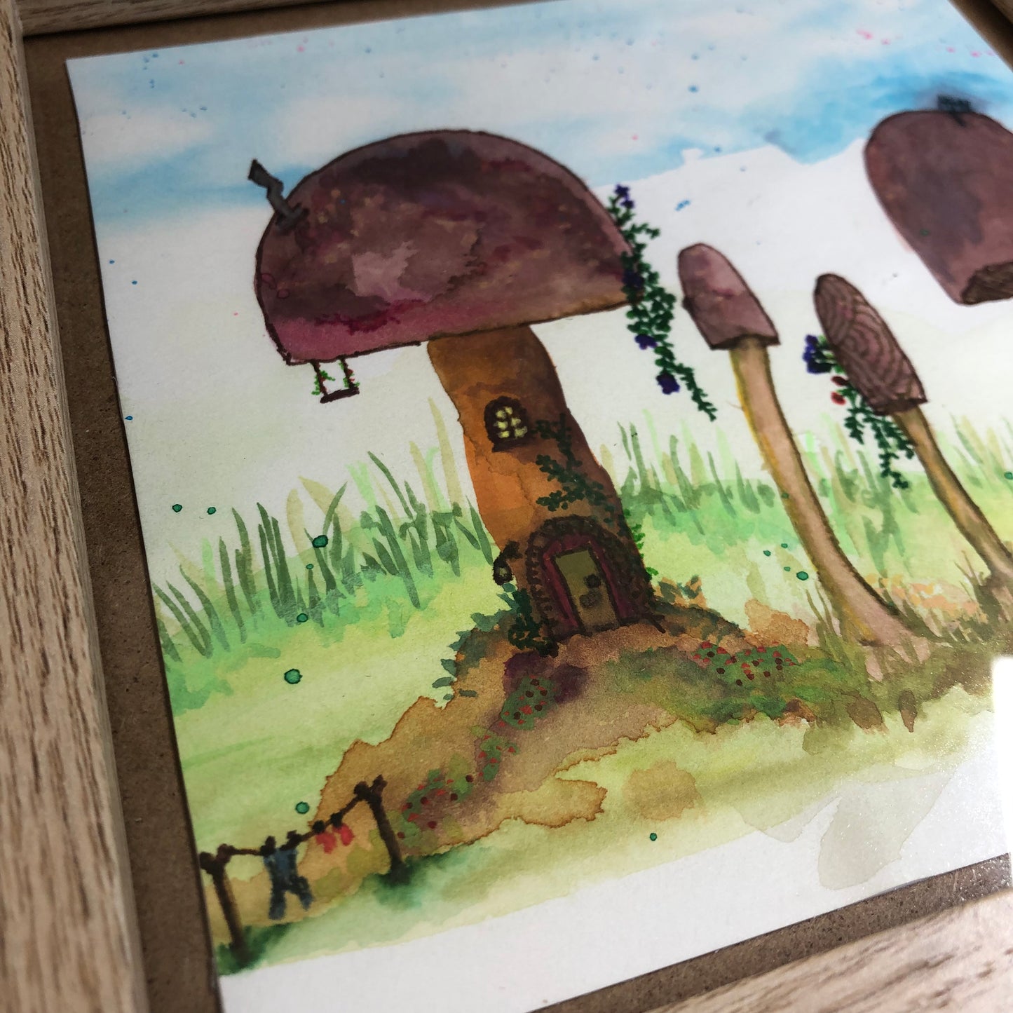 Mushroom village framed art