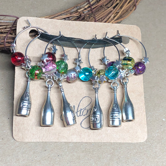 Wine bottle wine glass charms