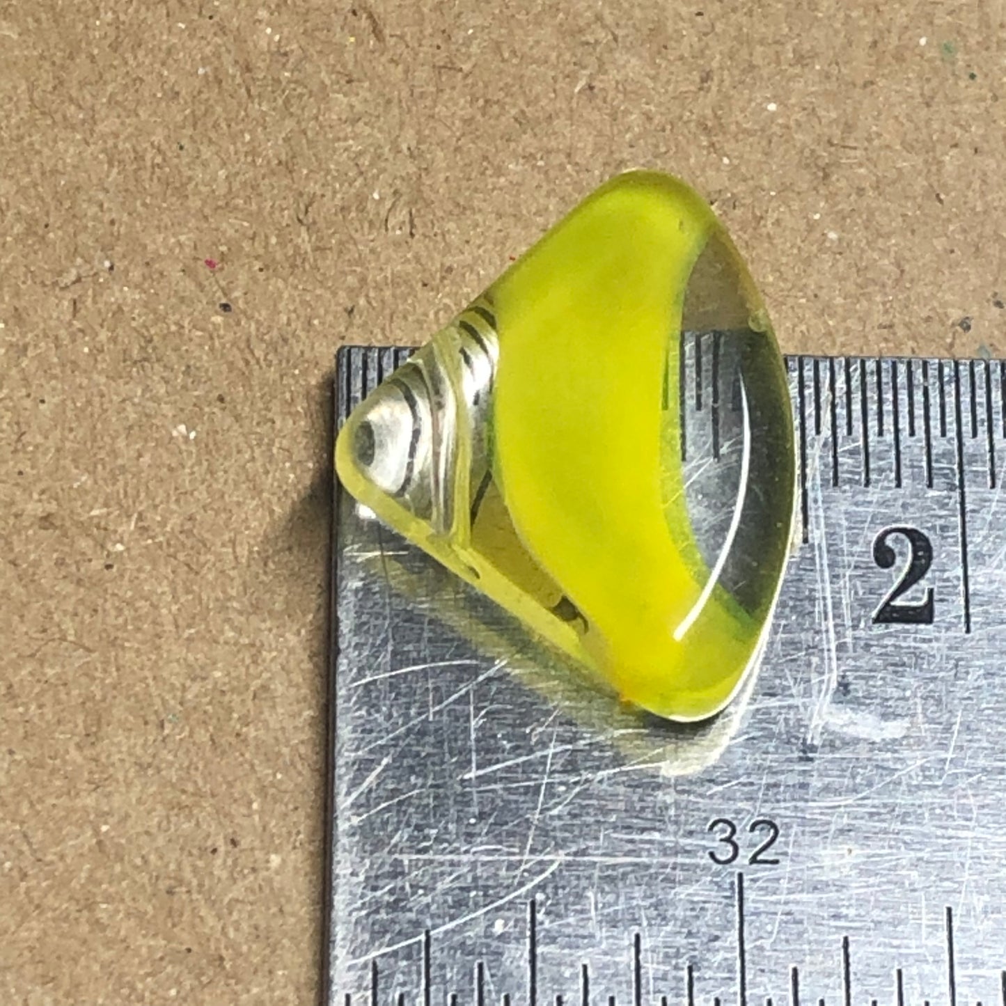 Yellow fan shaped glass beads