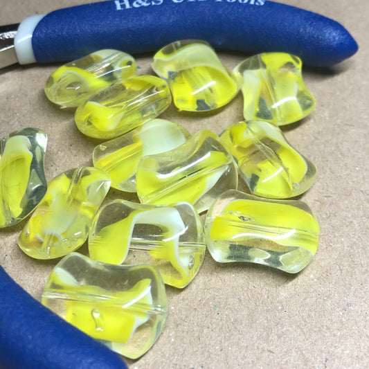 Yellow pillow shaped glass beads