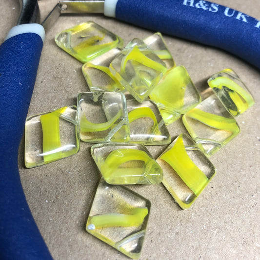 Yellow diamond shaped glass beads