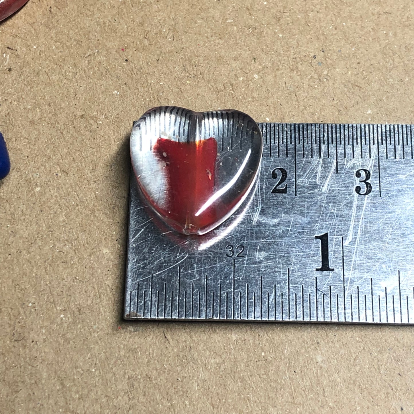 Red heart shaped glass beads