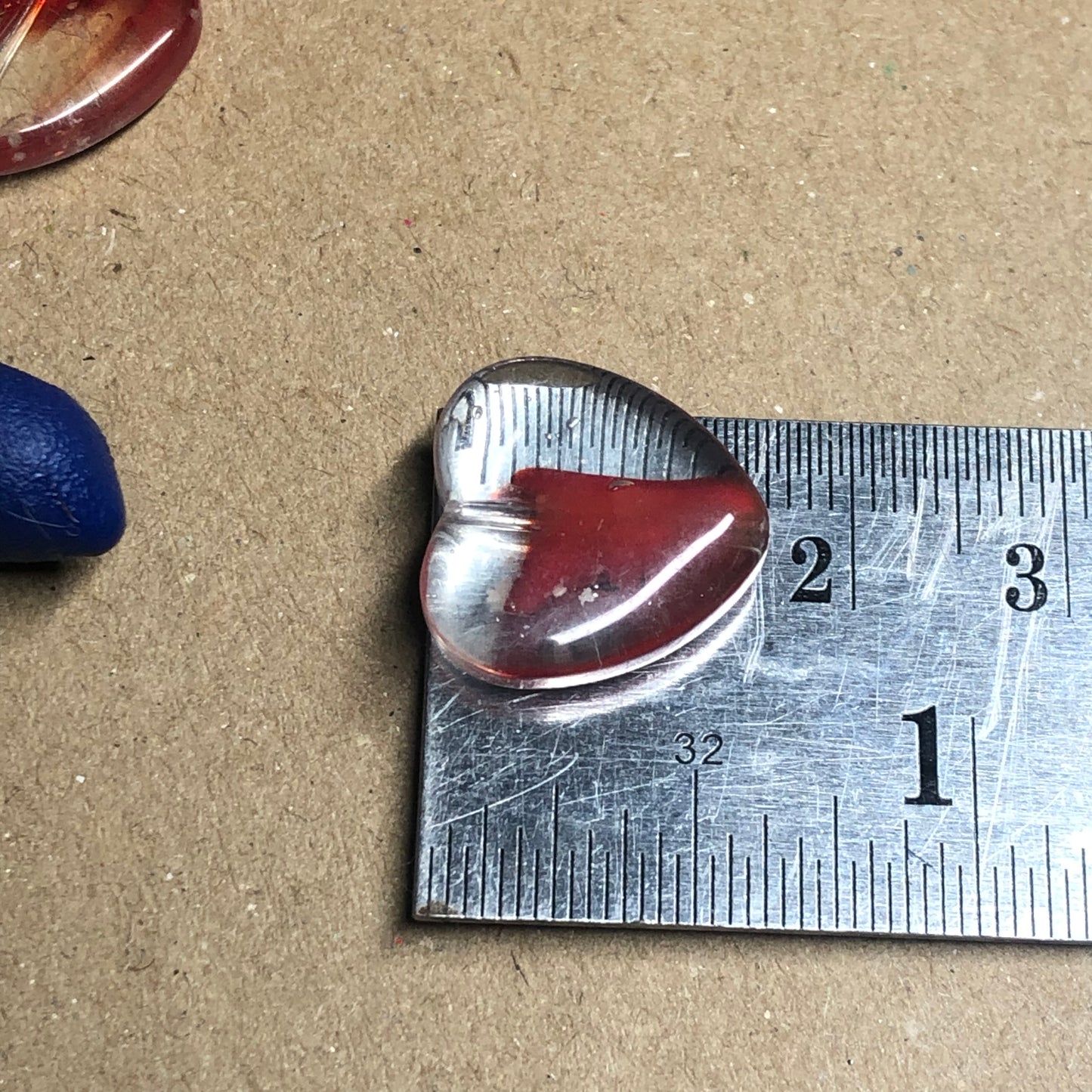 Red heart shaped glass beads