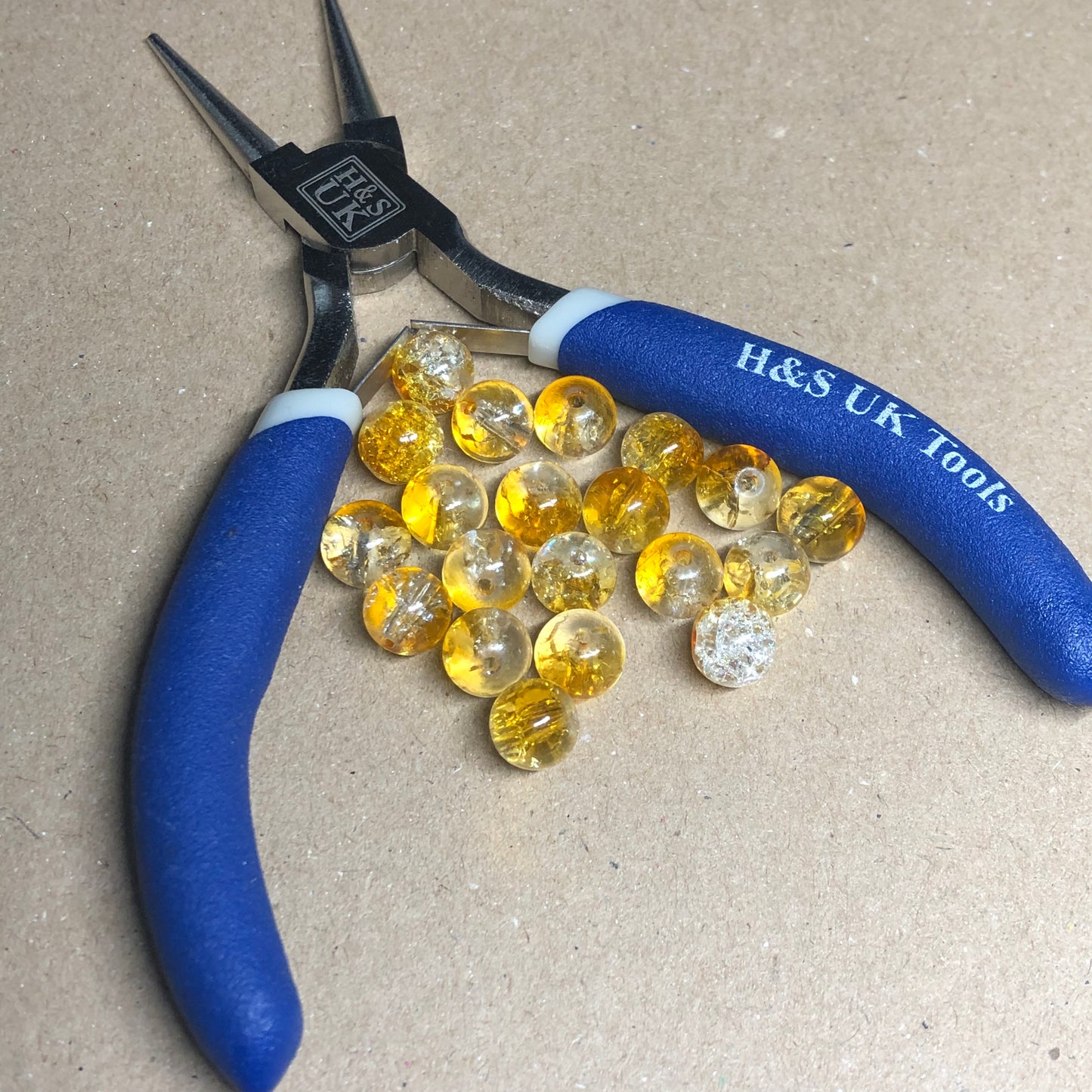 Yellow crackle glass beads