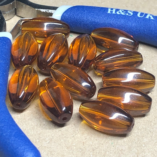 Brown oval shaped glass beads