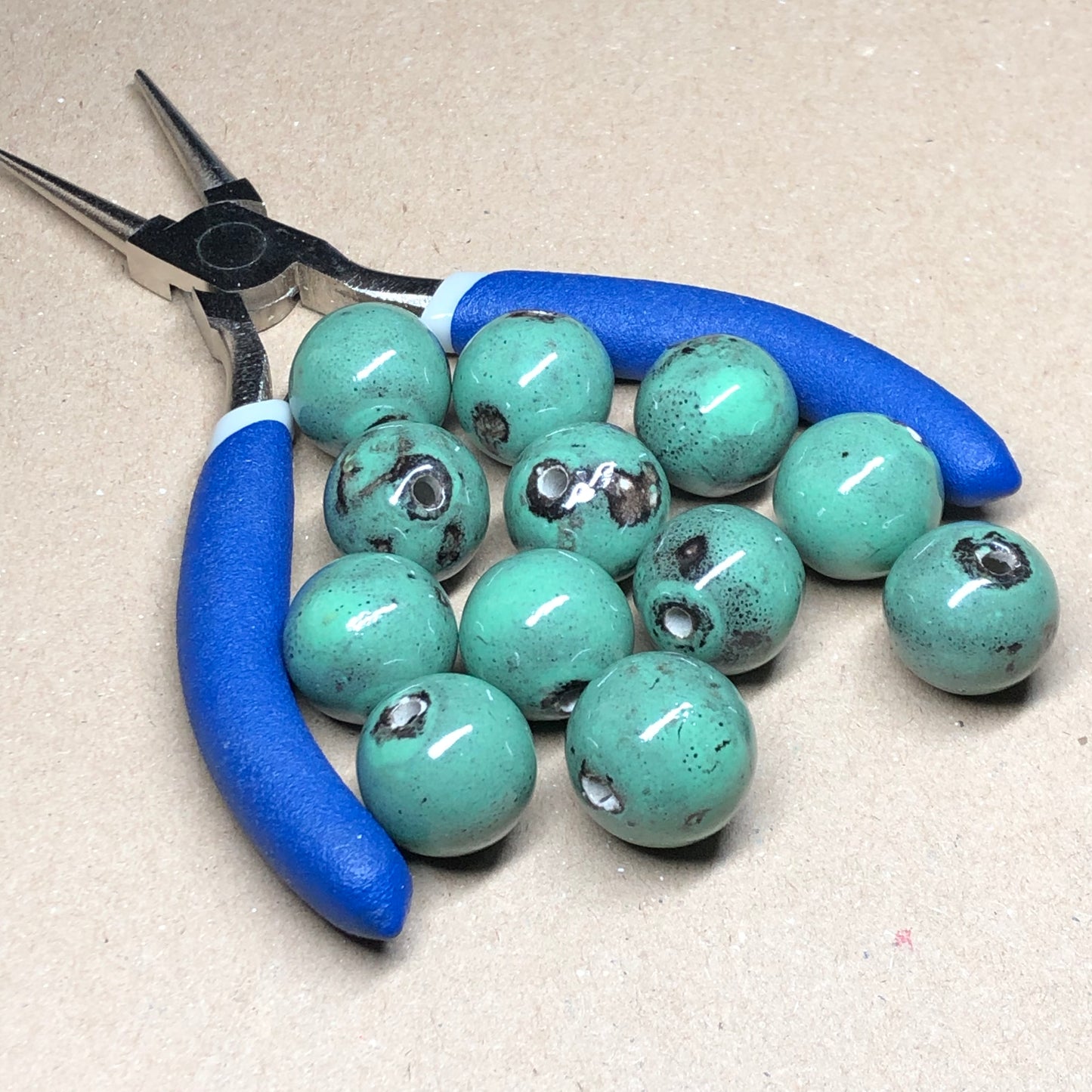 Large mint green ceramic beads