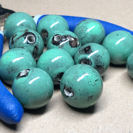 Large mint green ceramic beads