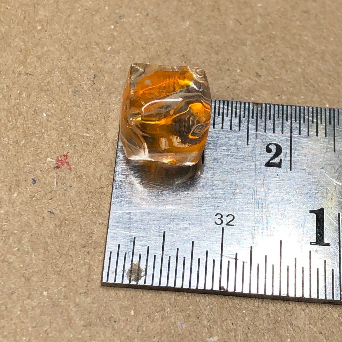 Orange cube shaped glass beads