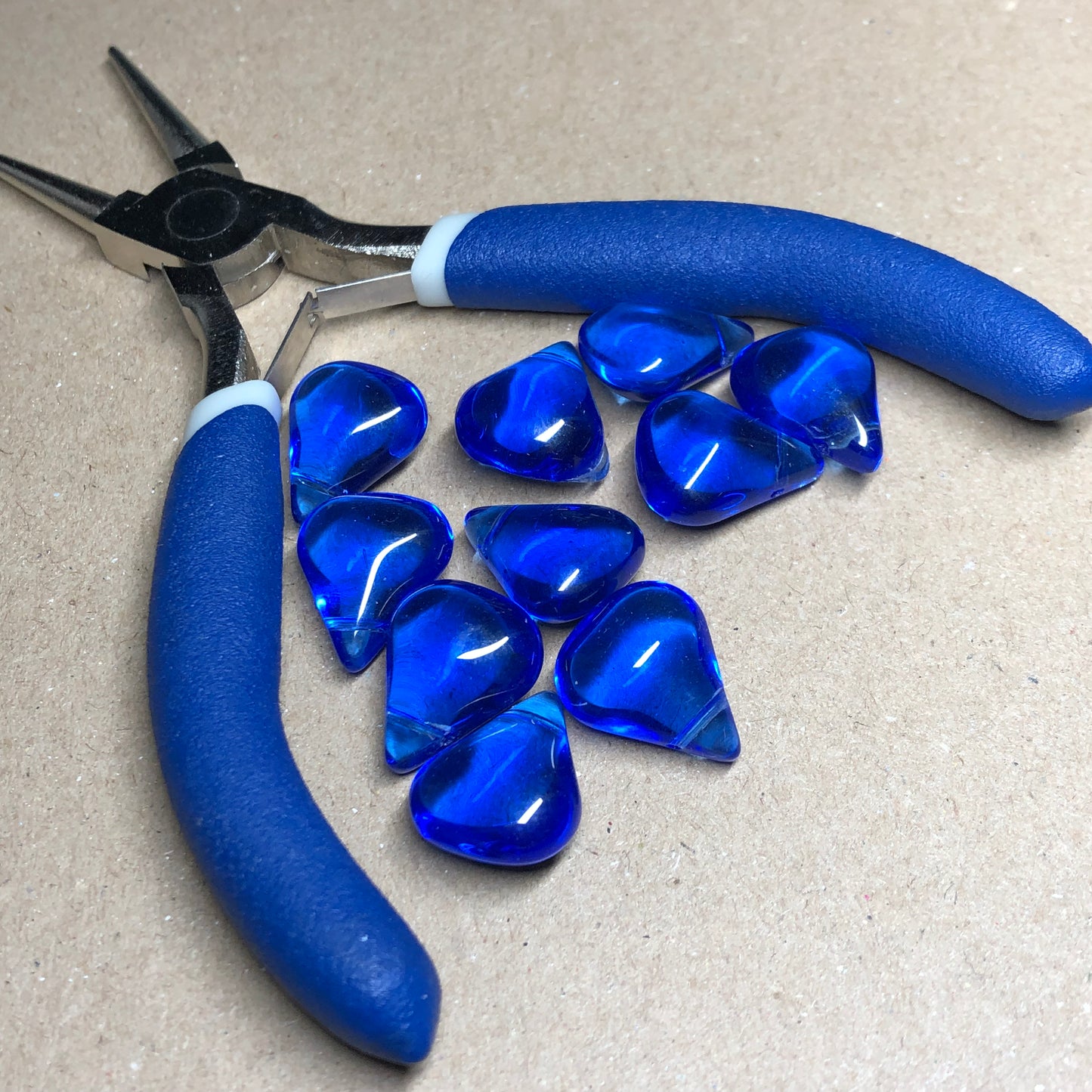 Cobalt blue waterdrop glass beads