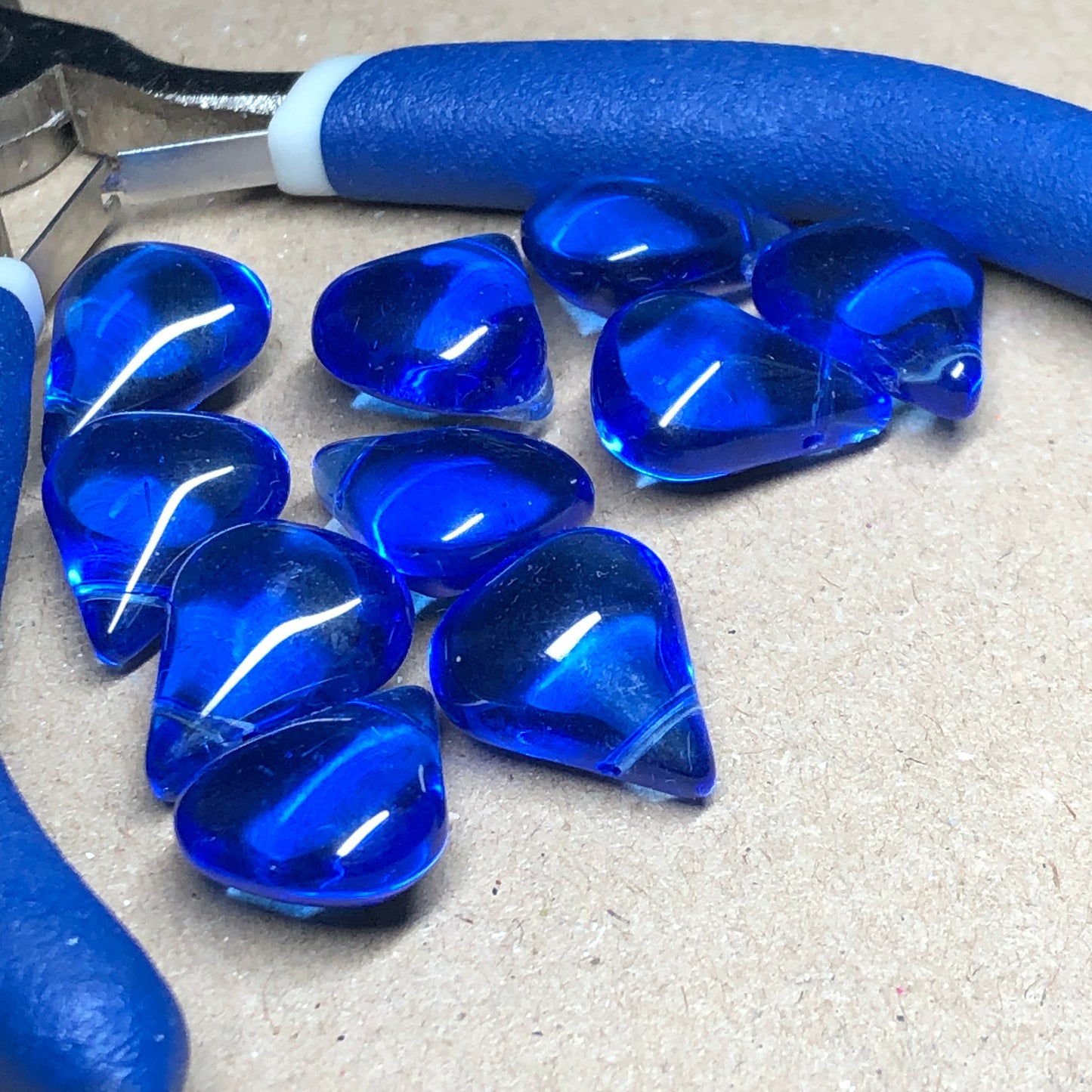 Cobalt blue waterdrop glass beads