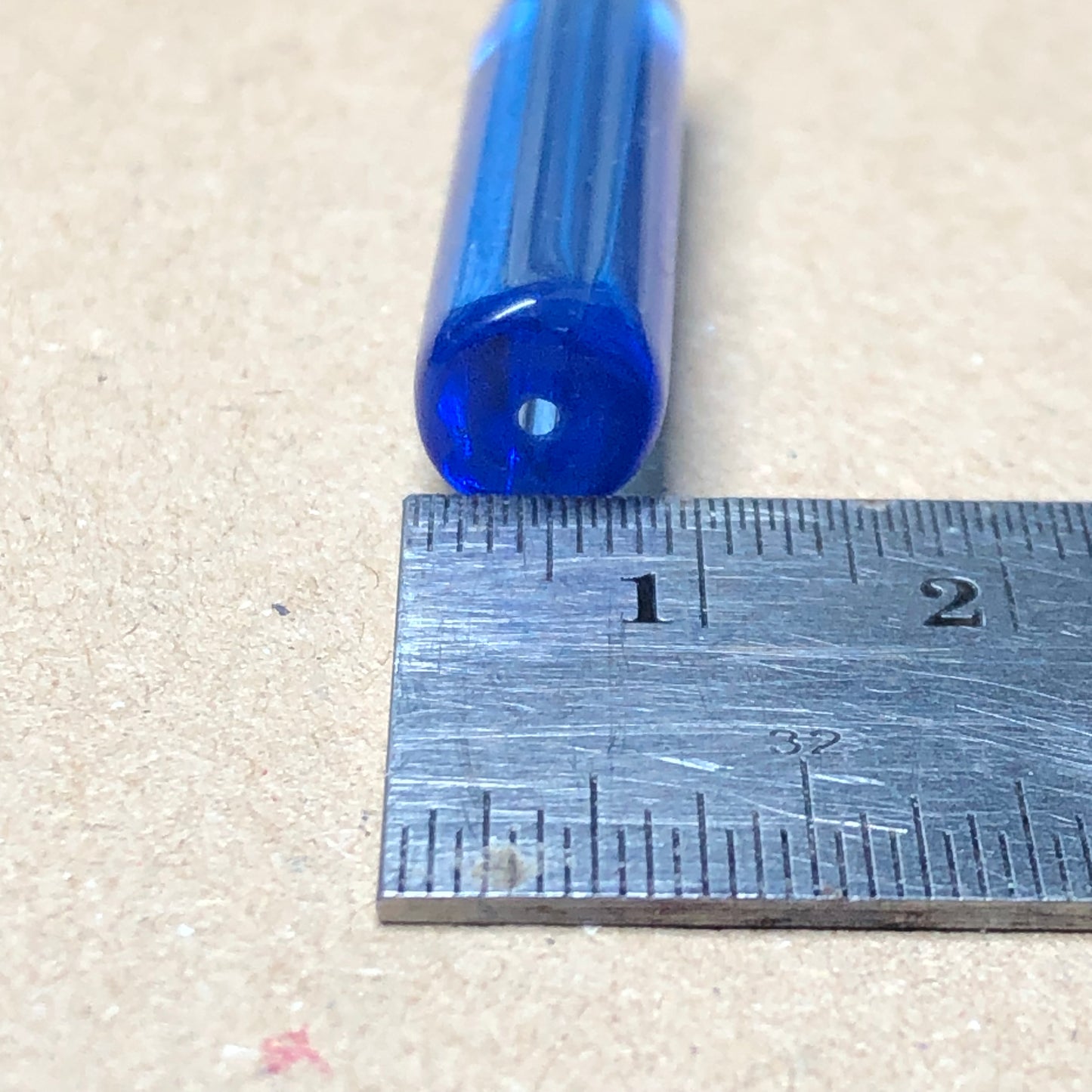 Long blue glass tube beads