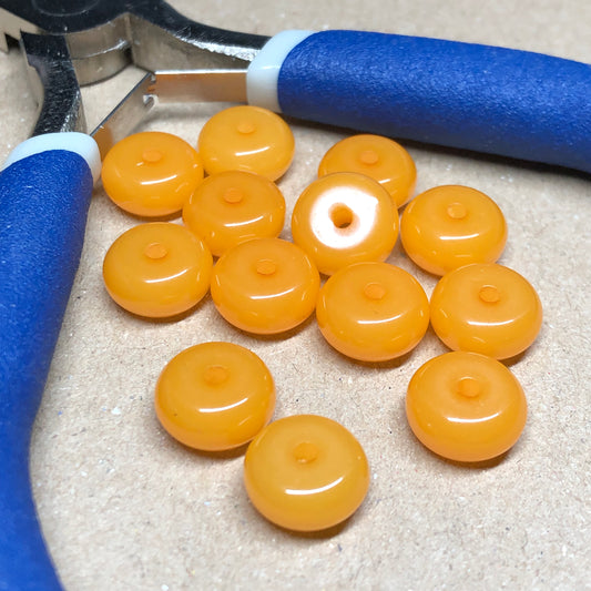 Orange glass doughnut rondelle beads